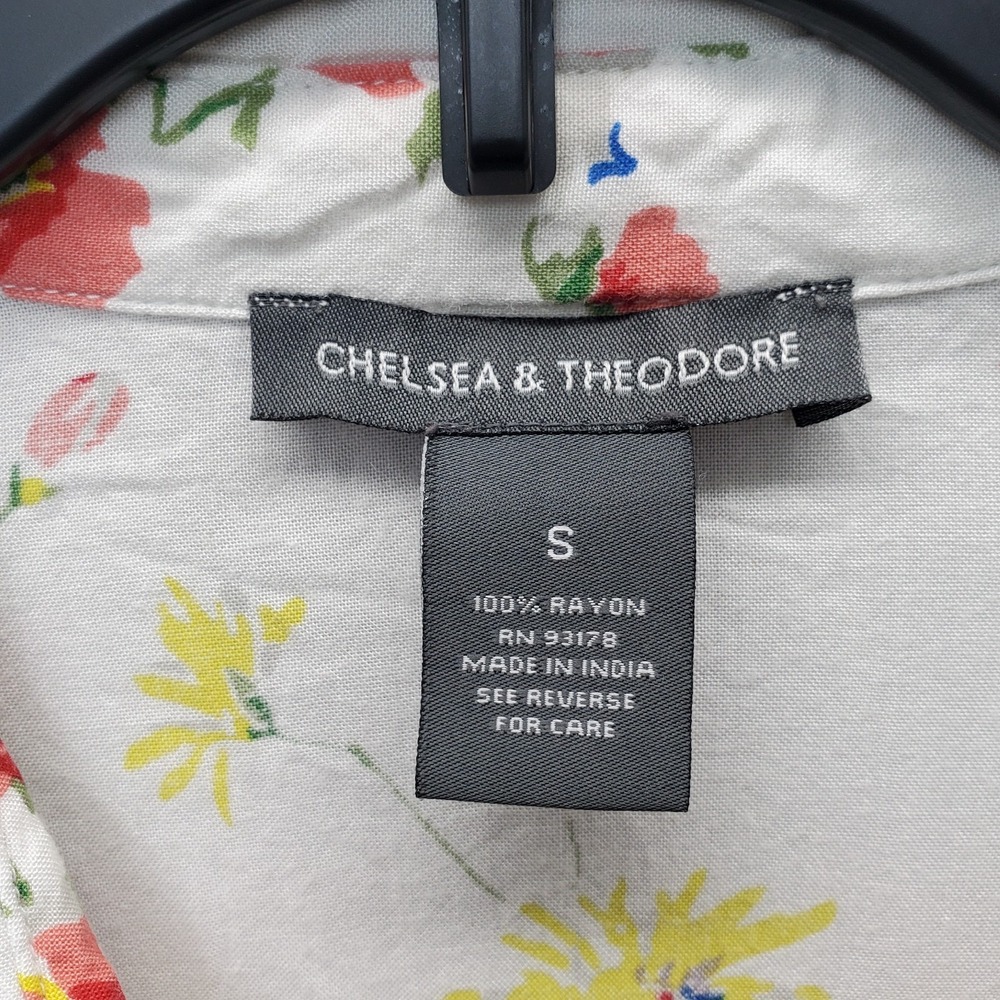 Chelsea & Theodore Tunic Top Womens S Multi Floral‎ Rayon Collared Button Front - Picture 4 of 10